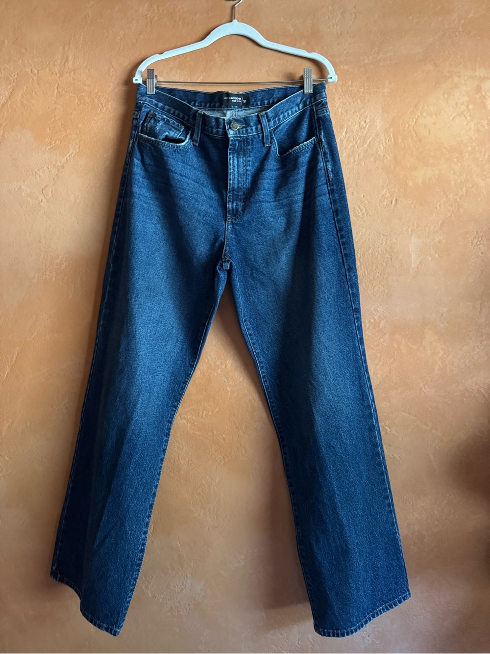 Just Black Denim High Rise Wide Leg Jeans Size 31 Dark Wash Made in USA